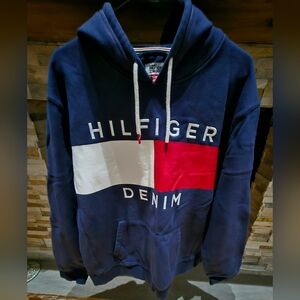 Tommy Hilfiger Men's Navy, Red and White Hoodie XXL
